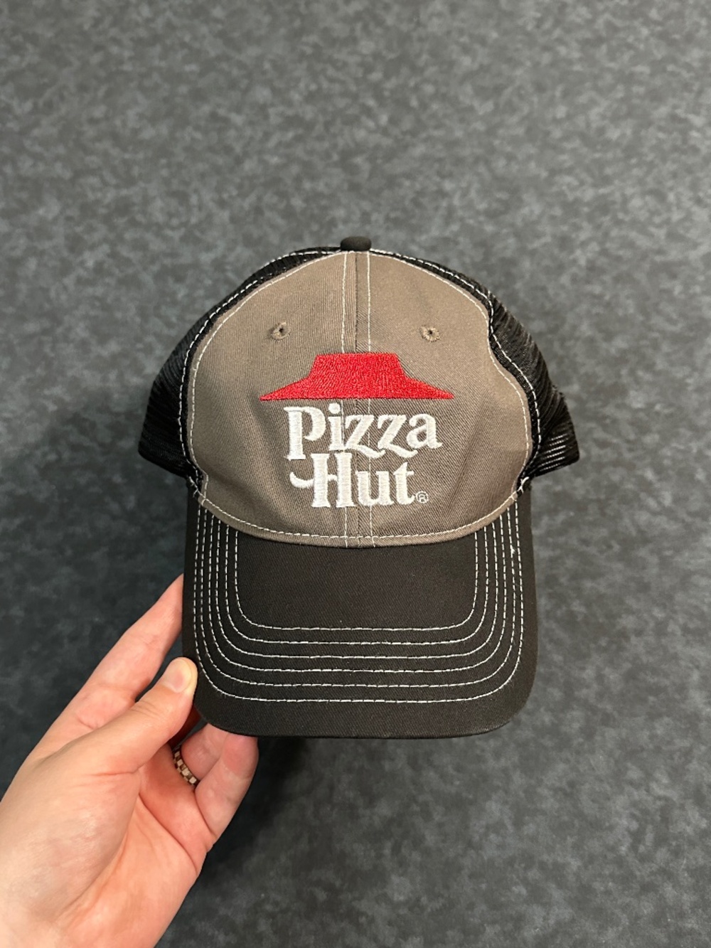 Pizza Hut Employee Uniform Mesh Back Black and Grey Trucker Hat Cap